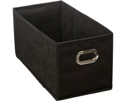 5Five Opbergmand/kastmand - zwart - linnen - 7 liter - 31 x 15 x 15 cm - Opbergbox - Vakkenkast manden