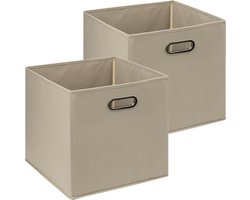 5Five Opbergmand/kastmandje - 2x - Taupe - 31 x 31 x 31 cm - 29 liter - Vakkenkast manden - Stof met versterkte bodem - Opvouwbaar