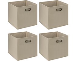 5Five Opbergmand/kastmandje - 6x - Taupe - 31 x 31 x 31 cm - 29 liter - Vakkenkast manden - Stof met versterkte bodem - Opvouwbaar