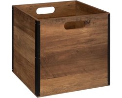 5Five Opbergmand/kastmandje - Bruin hout - 31 x 31 x 31 cm - 29 liter - Vakkenkast manden - Hout - Opvouwbaar - Kisten