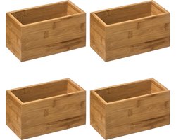 5Five Opberg/sorteer/lade verdelers bakjes - 4x stuks - bamboe hout - 18 x 9 x 9.5 cm