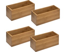 5Five - Opberg/sorteer/lade verdelers bakjes bamboe 23 x 9 x 9.5 cm - Set van 4x stuks