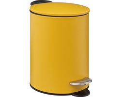 5Five Pedaalemmer - mosterd geel - metaal - 3L - 23 cm - soft close - voor badkamer en toilet