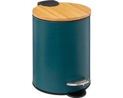5Five Pedaalemmer - softclose - 3L - petrolblauw - D17 x H24 cm - prullenbak voor badkamer