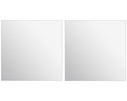 5Five Plak spiegel tegels - 2x stuks - glas - zelfklevend - 40 x 40 cm - vierkant - muur/deur/wand