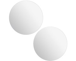 5Five Plak spiegel tegels - 2x stuks - glas - zelfklevend - D39.9 cm - rond - muur/deur/wand