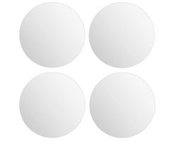 5Five Plak spiegels tegels - 4x stuks - glas - zelfklevend - 20 x 20 cm - rondjes - muur/deur/wand