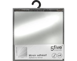 5Five Plak spiegels tegels - 4x stuks - glas - zelfklevend - 20 x 20 cm - vierkantjes - muur/deur/wand