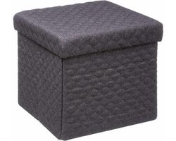 5Five Poef/Hocker/opbergbox - donkergrijs - polyester/mdf - 31 x 31 cm - opvouwbaar