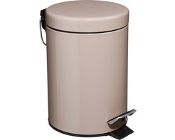 5Five Prullenbak - pedaalemmer - taupe - metaal - 3 L - 17 x 25 cm - Voor badkamer en toilet