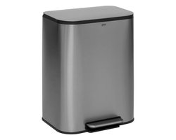 5Five Prullenbak/pedaalemmer Norvik - mat zilver - rvs metaal - 50 liter - 45 x 35 x 61 cm - keuken