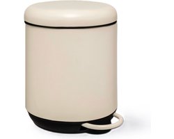 5Five Prullenbak/pedaalemmer Savona - metaal/kunststof - 5L - ivoor - D20 x H27 cm - met binnenbak