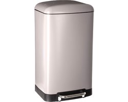5Five Prullenbak/pedaalemmer - taupe - metaal - 30 liter - 34 x 32 x 61 cm - keuken