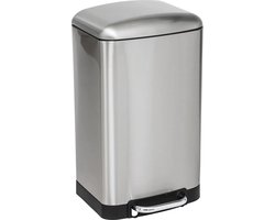 5Five Prullenbak/pedaalemmer - zilver - metaal - 20 liter - 30 x 30 x 53 cm - keuken vuilnisemmers