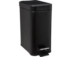 5Five Prullenbak/pedaalemmer - zwart - rvs metaal - 5 liter - 14 x 29 x 30 cm - badkamer/toilet