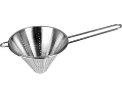 5Five Punt vergiet/zeef met lang handvat - zilver - 16 x 13 cm - RVS - Keukenvergieten