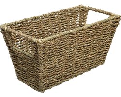 5Five Rieten opbergmand - gevlochten - beige/zwart - 31 x 15 x 15 - Kast-/badkamer mandjes