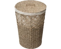 5Five Rieten ronde wasmand - Met deksel - 41 liter