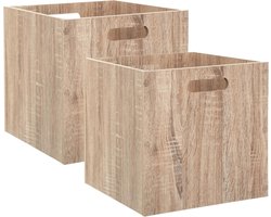 5Five Set van 4x stuks opbergmanden - kastmanden - 29 liter - bruin/naturel - hout - 31 x 31 x 31 cm - Opbergboxen - Vakkenkast manden