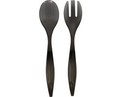 5Five Sla bestek/couvert - 2 delig - grijs - kunststof - 29 cm - saladebestek/slacouvert - opscheplepels fruit/groente