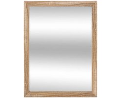 5five Spiegel/Wandspiegel - rechthoek - 34 x 44 cm - houtlook kunststof/glas - naturel - gang - toilet - badkamer