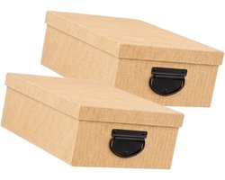 5Five Spullen Opbergdoos box - 2x - goudgeel - 28 x 20 x 11 cm - Karton - Diverse toepassingen - Opslagbox - Fivebox