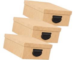 5Five Spullen Opbergdoos box - 3x - goudgeel - 28 x 20 x 11 cm - Karton - Diverse toepassingen - Opslagbox - Fivebox