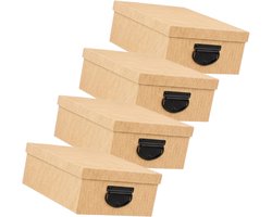 5Five Spullen Opbergdoos box - 4x - goudgeel - 28 x 20 x 11 cm - Karton - Diverse toepassingen - Opslagbox - Fivebox