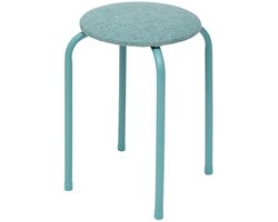 5Five Stapelbaar zit krukje Fierra - metaal/polyester - blauw - D38 x H46 cm - extra stoelen - binnen/buiten - Stapelbaar