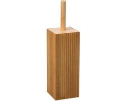 5five Toiletborstel met houder - rechthoekig - bamboe - 37 cm - Badkamer/WC ruimte