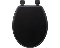 5Five Toiletbril Colors - zwart - MDF/HDF hout - universeel - standaard wc bril bevestiging
