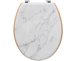 5Five Toiletbril Rome - wit marmer print - MDF hout - universeel - standaard wc bril