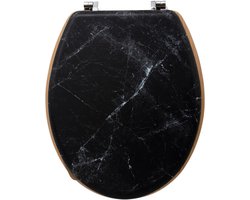 5Five Toiletbril Rome - zwart marmer print - MDF hout - universeel - standaard wc bril