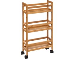 5Five - Trolley Op Wieltjes - Bamboe - 74.5 x 36 x 15 cm