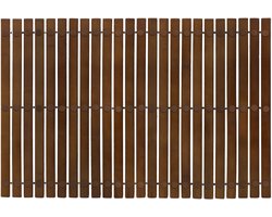 5Five vloer badmat - donker bamboe hout - antislip - douchemat - 60 x 40 cm - saunamat