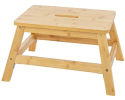 5Five Voetenbankje Relaxed - bamboe hout - 46 x 32 x 24 cm - draagvermogen maximaal 130 kilo