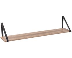 5five Wandplankje Aliaj - zwart/bruin - metaal/hout - 78 x 16 x 15 cm