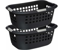 5Five Wasmand extra groot - 2x - antraciet - kunststof - 51 liter - 67 x 47 x 27 cm