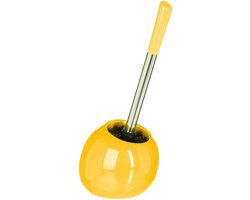 5Five WC-/toiletborstel met houder rond - geel glans - keramiek - 36 cm