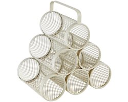 5Five wijnflessen rek/wijnrek industrieel - beige - voor 6 flessen - 28 x 18 x 25 cm - Wijnfles houder - metaal
