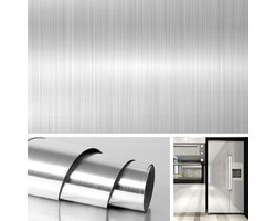 5M X 60CM RVS Wanddecoratie voor Keukenwerkblad - Metaal Effect Vinyl Folie voor Koelkast, Vaatwasser en Keukenapparatuur - Keuken Achterwand en Bescherming