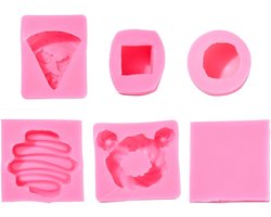 5pcs 5 Styles Roze Siliconen Chocolade Mallen - Schattige Ronde Vierkante Beer Vormen - Rubber Cake Mallen voor DIY Bakken en Koekjes Cupcake Maken