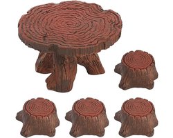 5Pcs Fairy Tuinmeubilair Outdoor Miniatuur Tafel en Stoelen Set - Mini Hars Meubels Voor DIY Thuis Craft Geschenken - Poppenhuis Succulente Bloempot - Fairy Tuin Decoratie