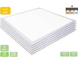 5pcs - LED paneel 60x60 cm - 30w 4000k (neutraal wit) - 4200lm