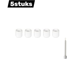 5stuks - kandelaar - Keramische Klok Kaarshouder - Mini Kaarsenhouder voor Theelichtjes - Gebeds- en Kerstsfeer voor in Huis - erst decoratie - Cadeau Idee - wit