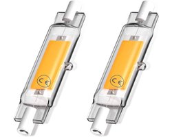 5W R7s 78mm J78 COB LED-filamentlamp, 500 lumen, 360 graden verlichting, equivalent aan een 30W, 48W of 50W halogeenlamp, geschikt voor woningen, keukens, slaapkamers, balkons, kantoren, enz. (2 stuks, 4000K daglichtkleurtemperatuur) [Energiezuinig]