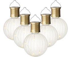 5x Buiten/tuin LED lampion solar verlichting 11 cm - Tuinverlichting - Tuinlampen - Solarlampen op zonne-energie