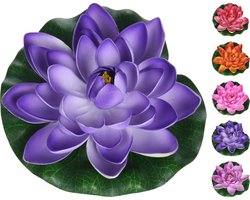 5x Gekleurde drijvende kunst waterlelie bloemen 16 cm - Tuinaccessoires - Vijverbenodigdheden - Vijverdecoratie - Nep/kunst bloemen/planten - Waterlelies