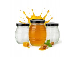 5x Glazen Potjes 'Bijenkorf' 100 ml - Miel, Jam, Kruiden