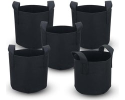 5x Groeizakken Fleece 38 Liter - Potten met Handvatten voor Planten en Aardappelen